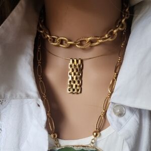 Neiman Marcus Minimalist 14k Gold Plated Contemporary Mesh Pendant Choker